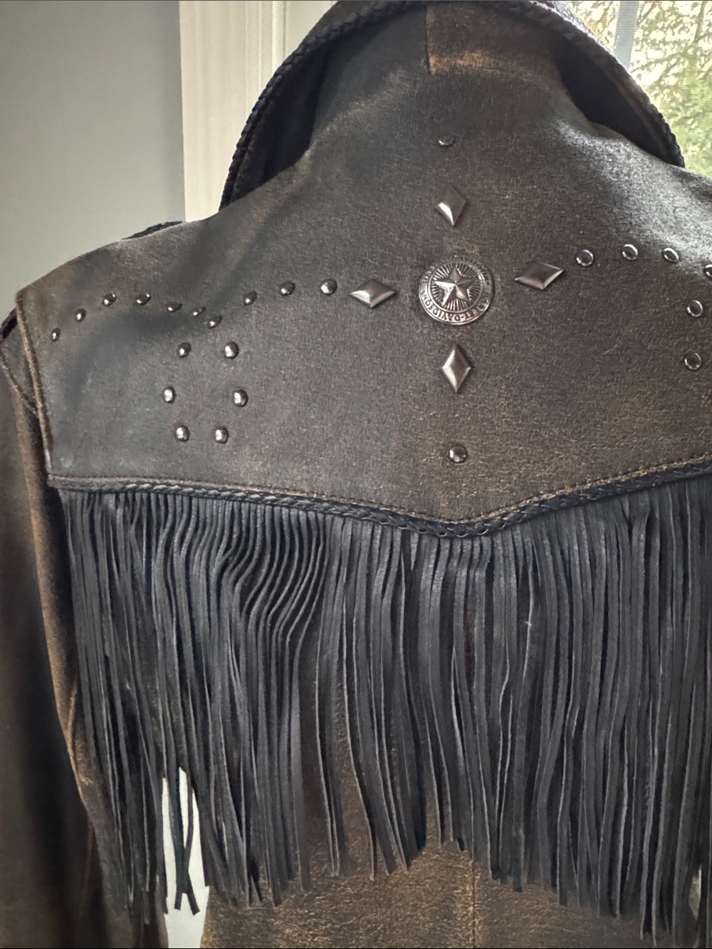 Harley Davidson fringed distressed leather side zip riding jacket EUC small - Picture 3 of 15